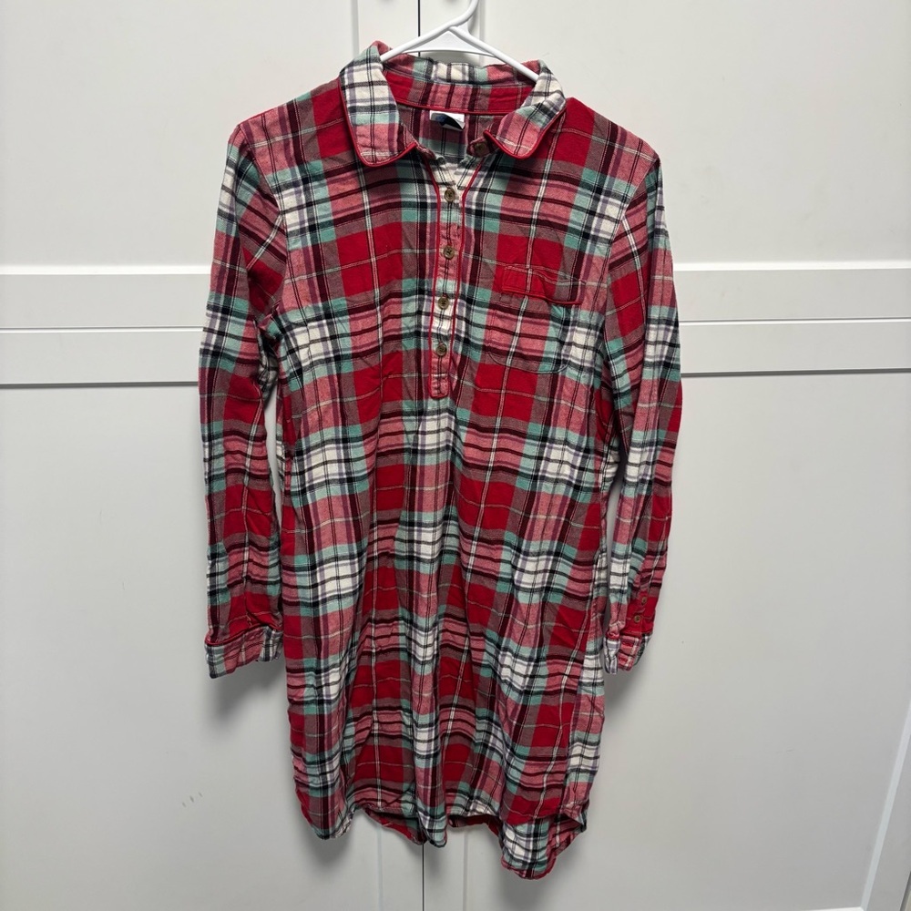 Lands End Women's Flannel Long Sleeve Sleepshirt Nightgown small 6-8
